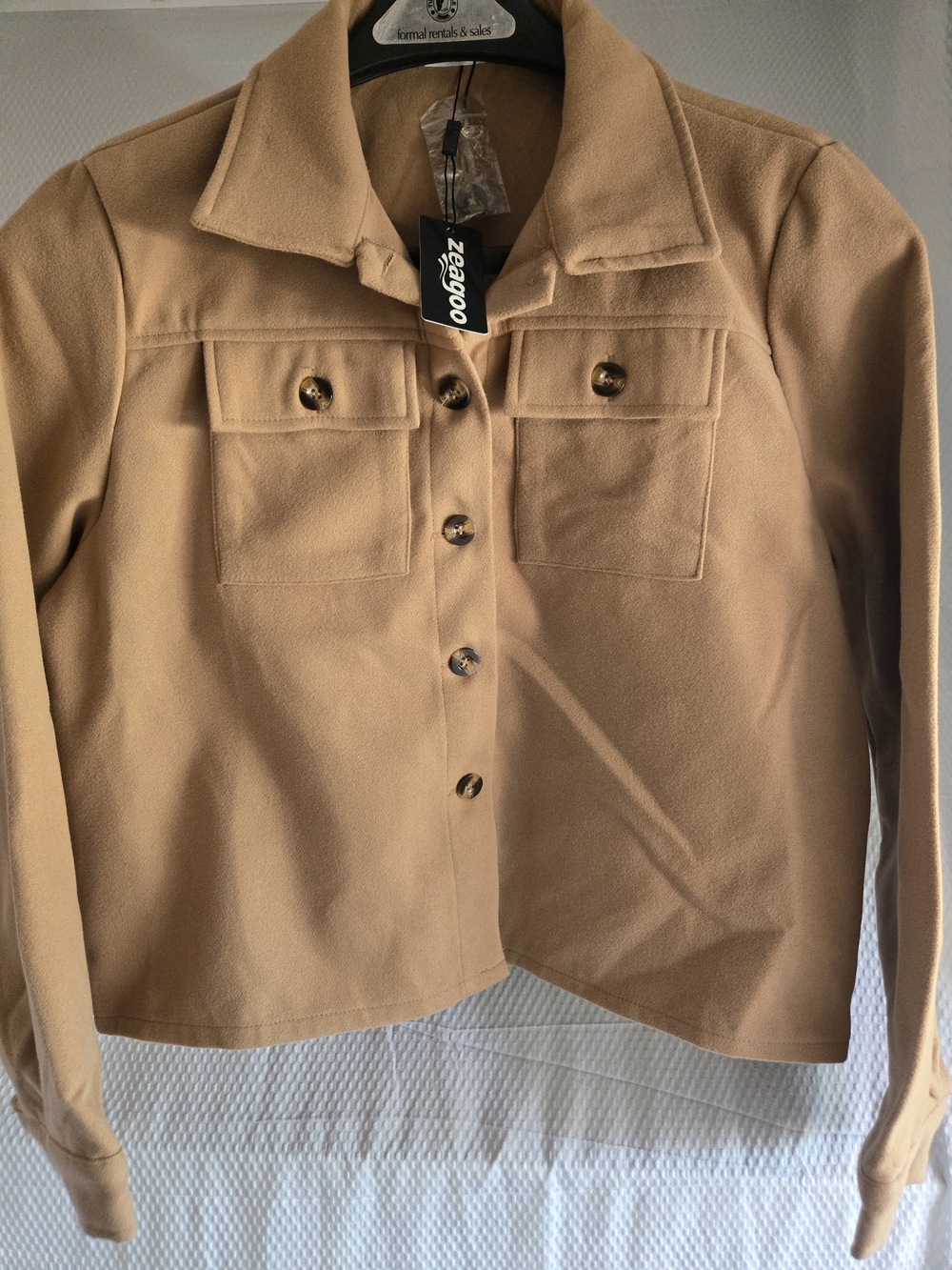 zeagoo Camel Button-Front Utility Jacket